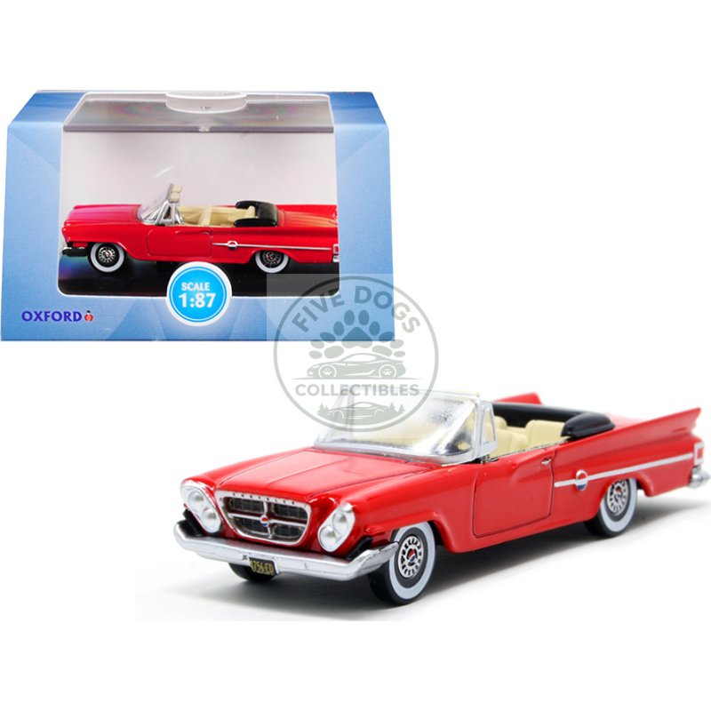 1961 chrysler 300 convertible mardi gras red 1/87 (ho) scale diecast model car by oxford diecast