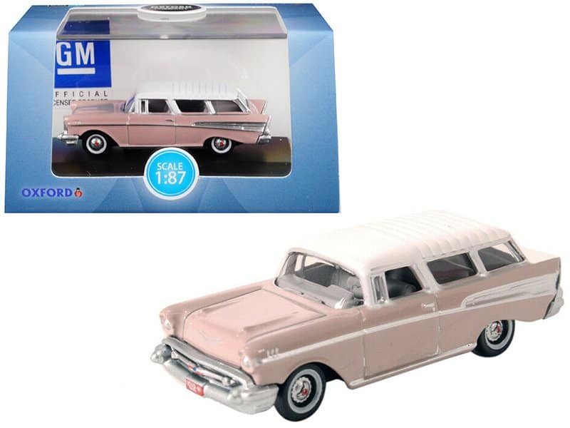 1957 chevrolet nomad dusk pearl pink with imperial ivory top 1/87 (ho) scale diecast model car by oxford diecast 1957 chevrolet nomad dusk pearl pink with imperial ivory top 1/87 (ho) scale diecast model car by oxford diecast