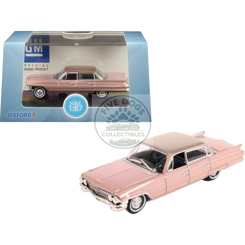 1961 cadillac sedan deville metallic pink 1/87 (ho) scale diecast model car by oxford diecast