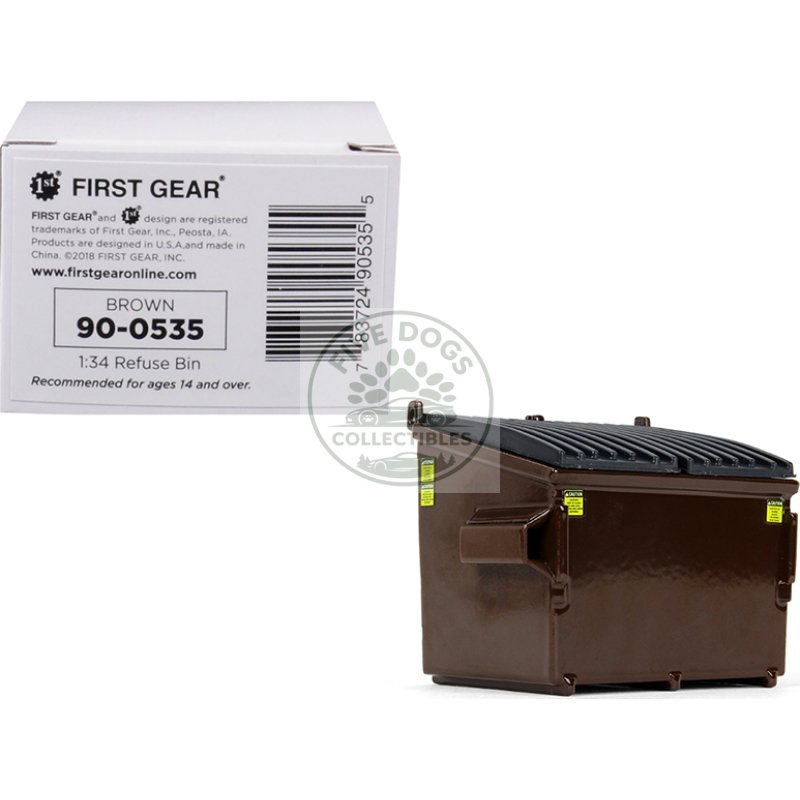 refuse trash bin brown 1/34 diecast model by first gear