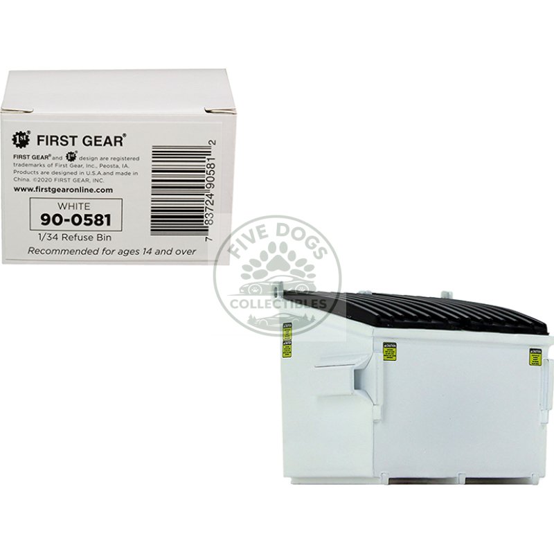 refuse trash bin white 1/34 diecast model by first gear