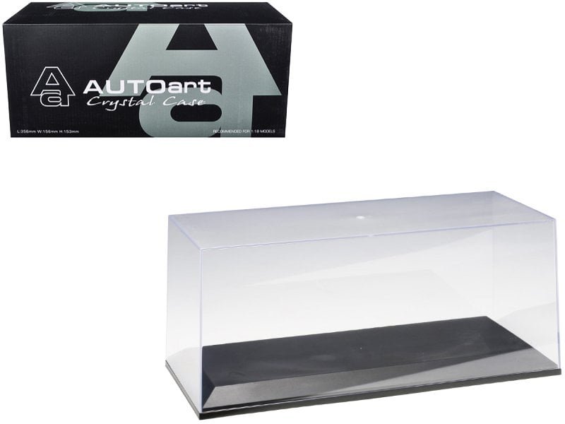 collectible display show case for 1/18 1/24 scale model cars with black plastic base by autoart collectible display show case for 1/18 1/24 scale model cars with black plastic base by autoart