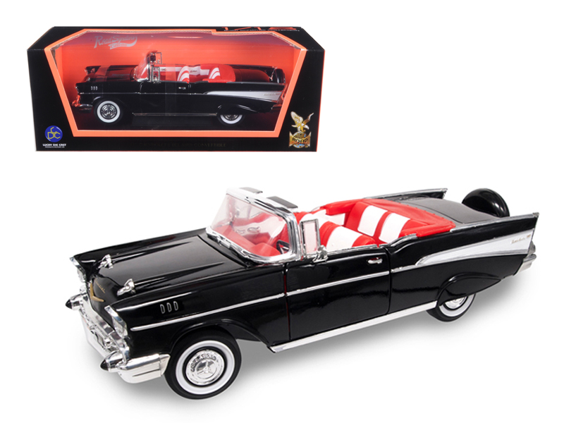 1957 chevrolet bel air convertible black 1/18 diecast model car by road signature 1957 chevrolet bel air convertible black 1/18 diecast model car by road signature