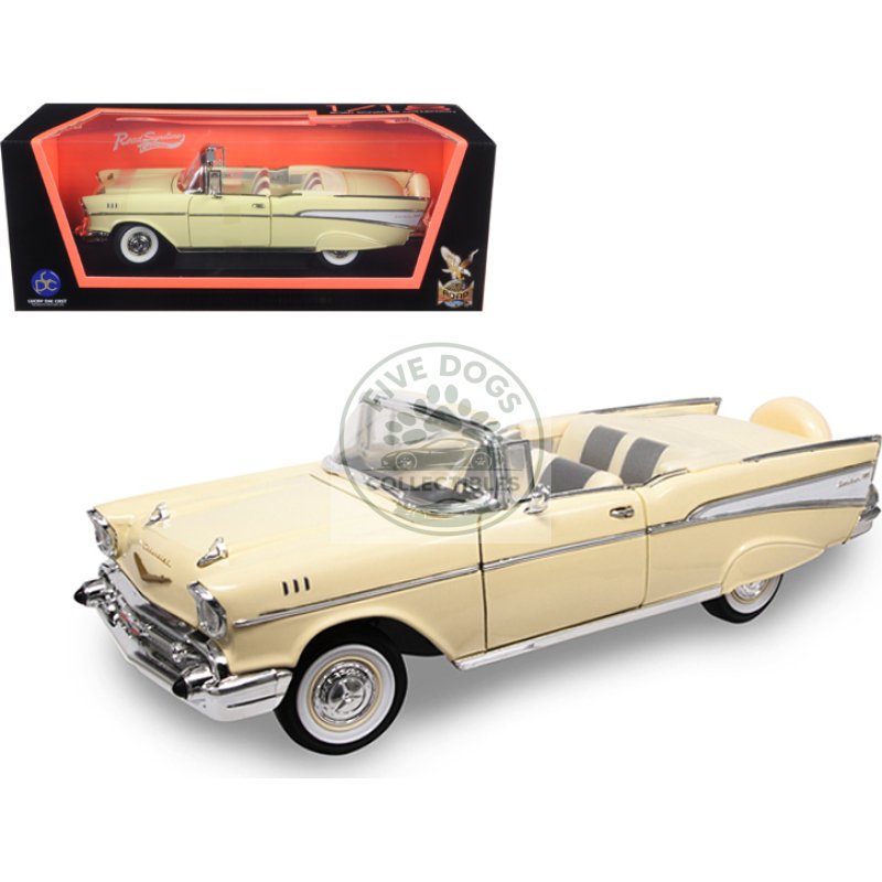 1957 chevrolet bel air convertible cream 1/18 diecast model car by road signature