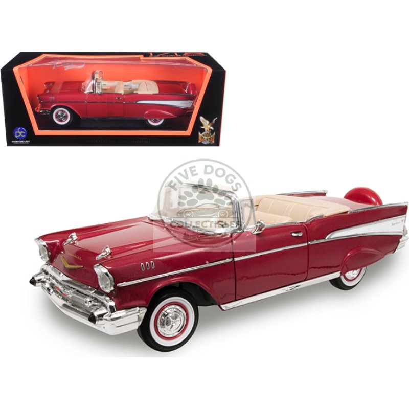 1957 chevrolet bel air convertible red 1/18 diecast model car by road signature