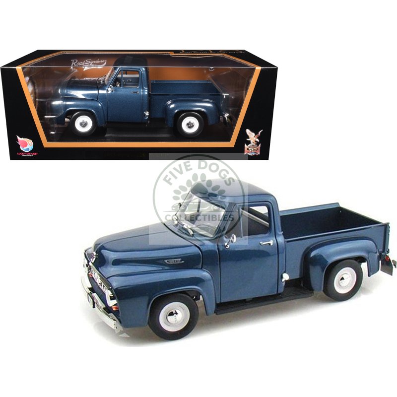 1953 ford f 100 pickup dark blue 1/18 diecast model car by road signature