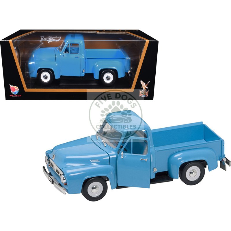 1953 ford f 100 pickup truck light blue 1/18 diecast model car by road signature