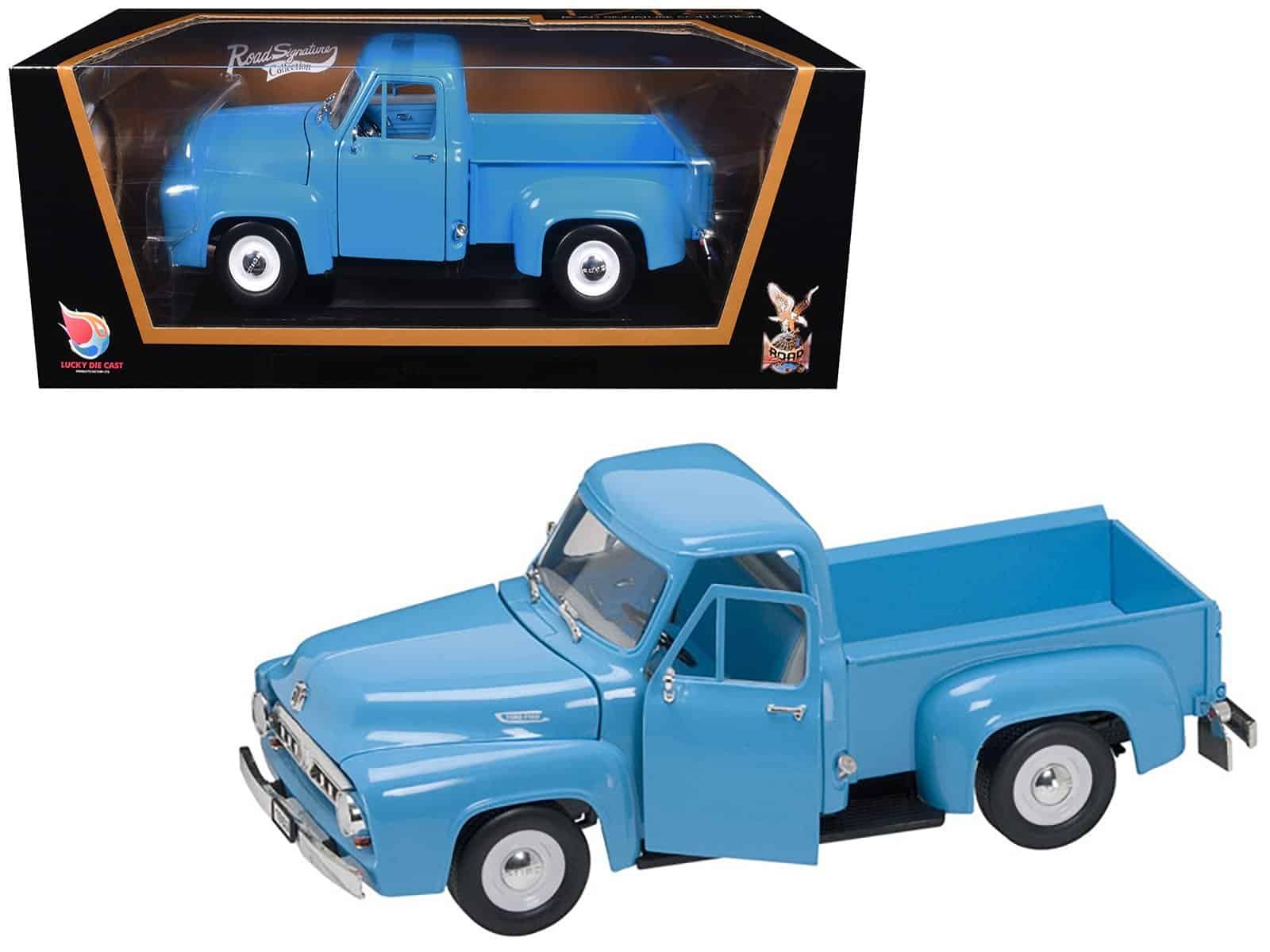 1953 ford f 100 pickup truck light blue 1/18 diecast model car by road signature 1953 ford f 100 pickup truck light blue 1/18 diecast model car by road signature