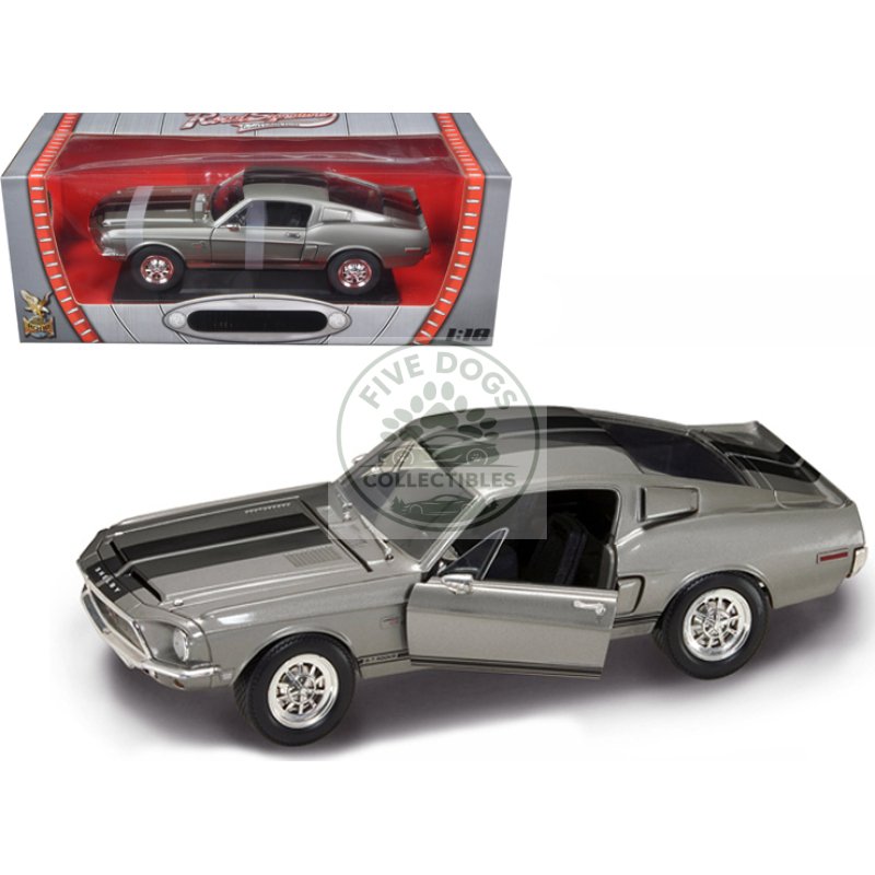 1968 shelby gt 500kr silver 1/18 diecast model car by road signature