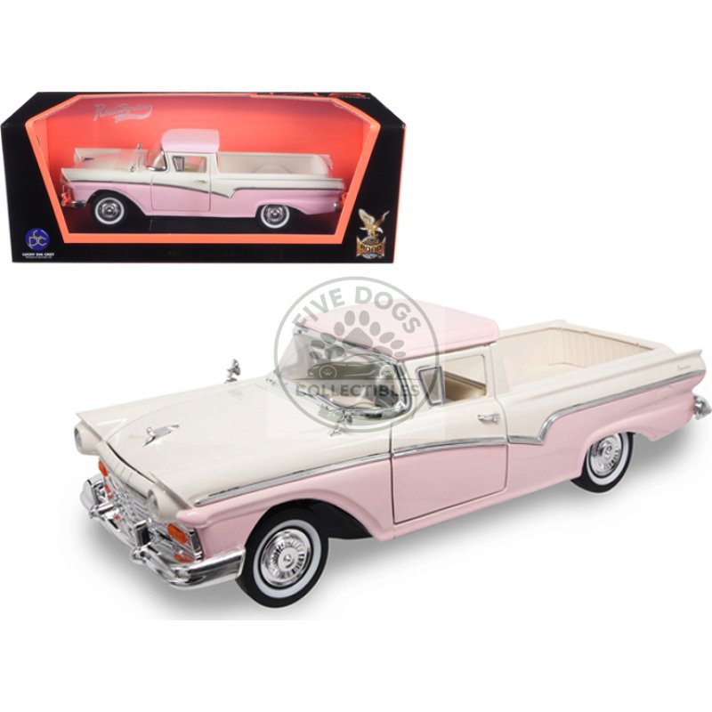 1957 ford ranchero pickup truck pink 1/18 diecast model by road signature