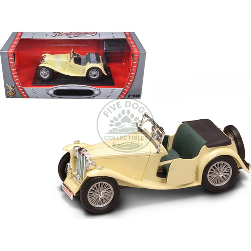 1947 mg tc midget yellow 1/18 diecast model car by road signature
