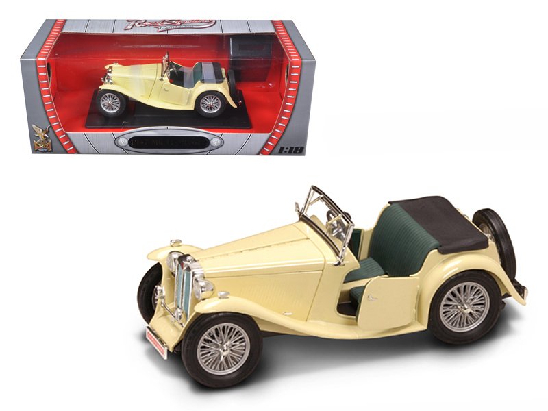 1947 mg tc midget yellow 1/18 diecast model car by road signature 1947 mg tc midget yellow 1/18 diecast model car by road signature