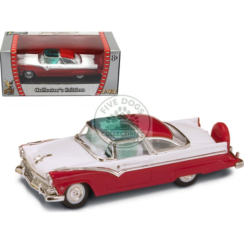 1955 ford crown victoria red and white 1/43 diecast model car by road signature