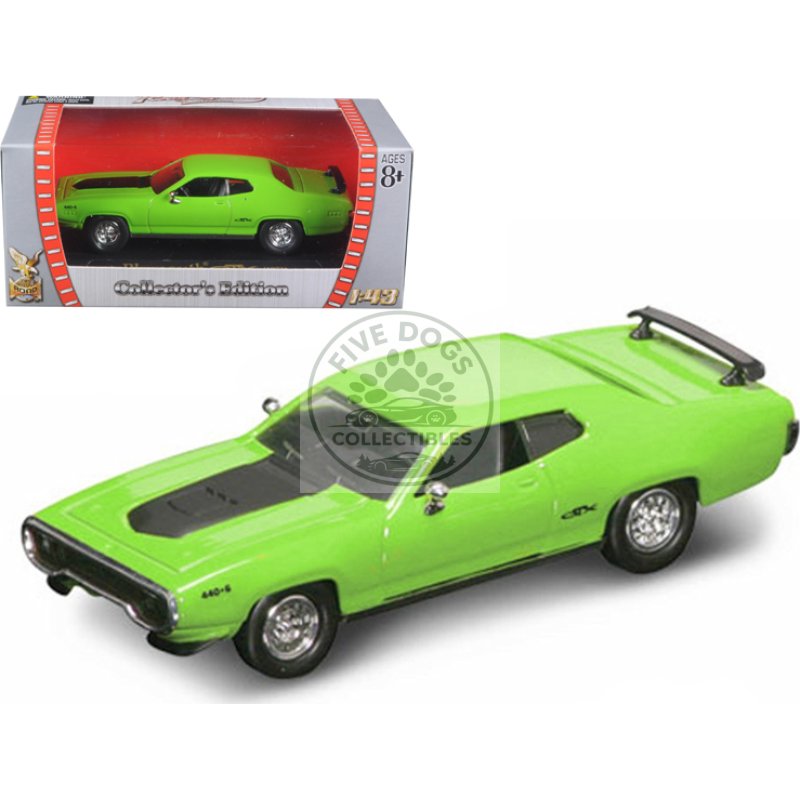 1971 plymouth gtx 440 6 pack green 1/43 diecast model car by road signature