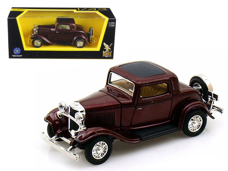 1932 ford 3 window coupe burgundy 1/43 diecast model car by road signature 1932 ford 3 window coupe burgundy 1/43 diecast model car by road signature