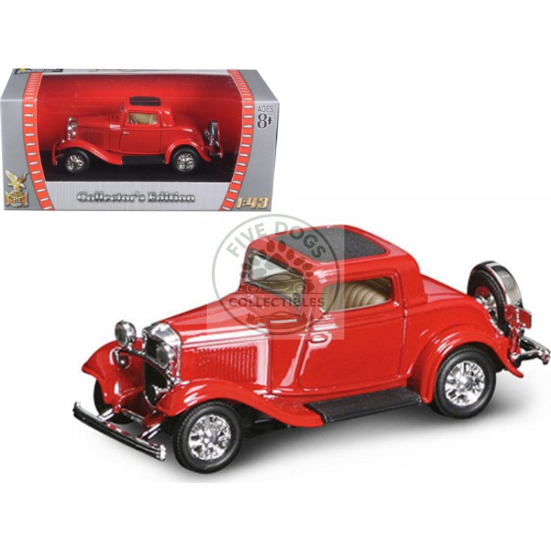 1932 ford 3 window coupe red 1/43 diecast model car by road signature