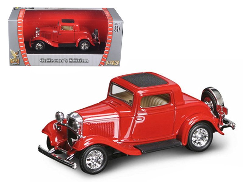 1932 ford 3 window coupe red 1/43 diecast model car by road signature 1932 ford 3 window coupe red 1/43 diecast model car by road signature
