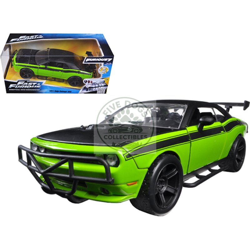 letty's dodge challenger srt8 off road green and black "fast & furious" movie 1/24 diecast model car by jada