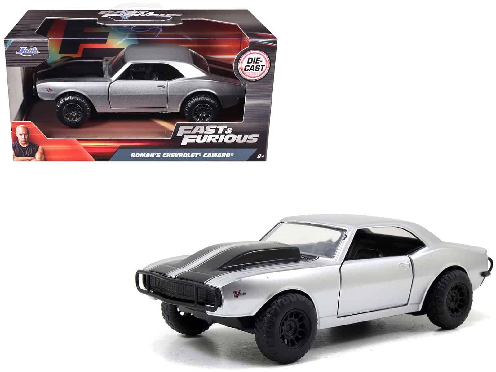 roman's chevrolet camaro z/28 silver with black stripes "fast & furious 7" (2015) movie 1/32 diecast model car by jada roman's chevrolet camaro z/28 silver with black stripes "fast & furious 7" (2015) movie 1/32 diecast model car by jada