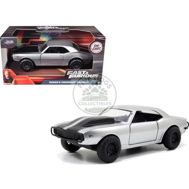 roman's chevrolet camaro z/28 silver with black stripes "fast & furious 7" (2015) movie 1/32 diecast model car by jada
