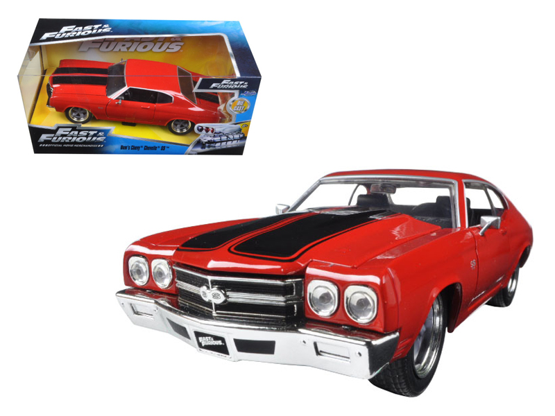 dom's chevrolet chevelle ss red with black stripes "fast & furious" movie 1/24 diecast model car by jada dom's chevrolet chevelle ss red with black stripes "fast & furious" movie 1/24 diecast model car by jada