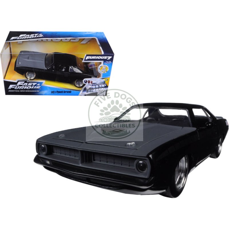 letty's plymouth barracuda matt black "fast & furious 7" movie 1/24 diecast model car by jada