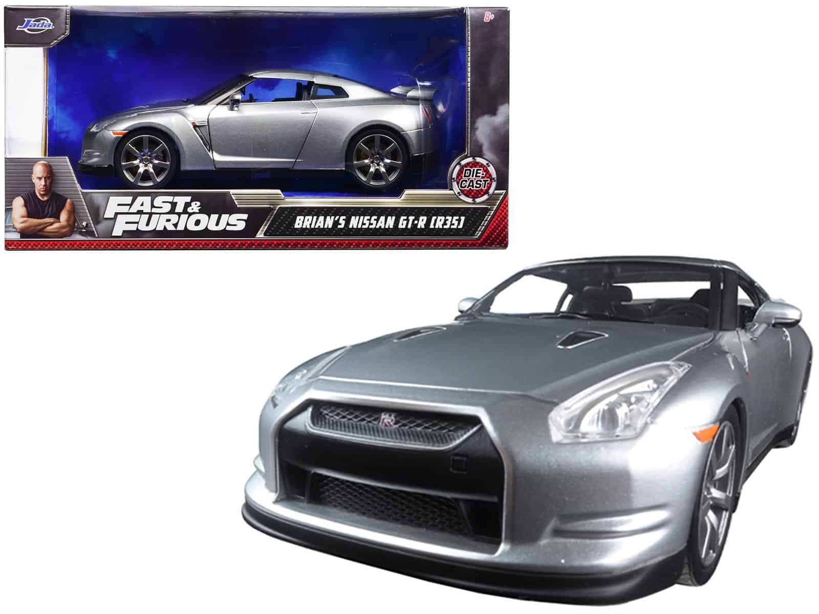 brian's nissan gt r (r35) silver "fast & furious" movie 1/24 diecast model car by jada brian's nissan gt r (r35) silver "fast & furious" movie 1/24 diecast model car by jada