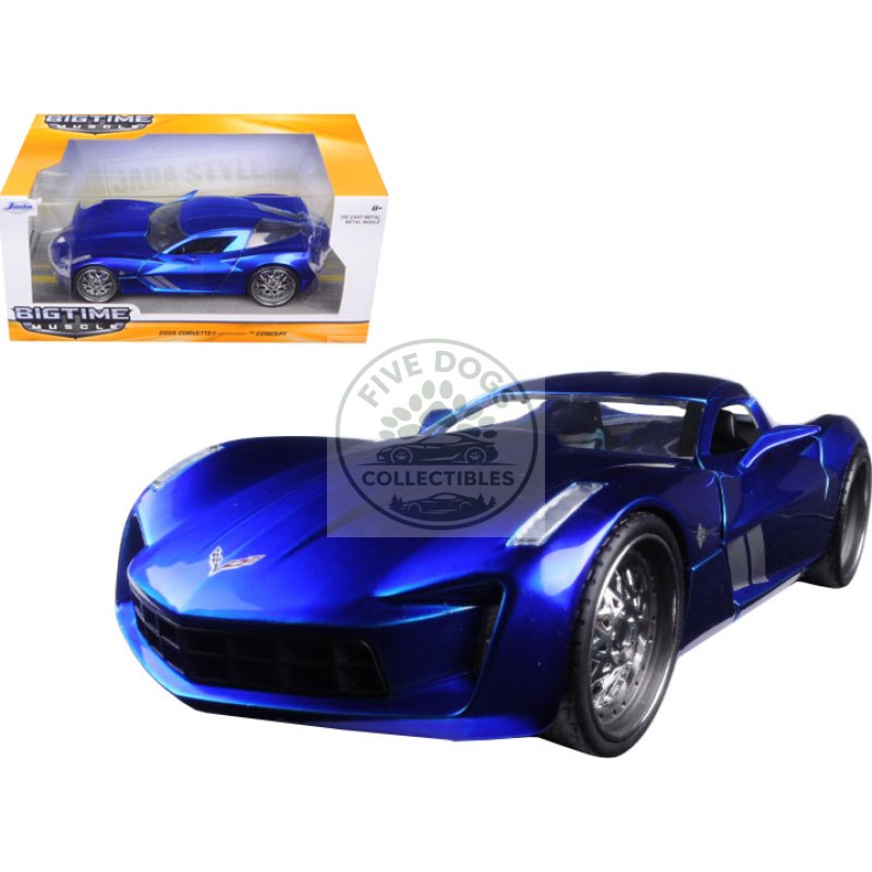 2009 chevrolet corvette stingray concept blue 1/24 diecast model car by jada