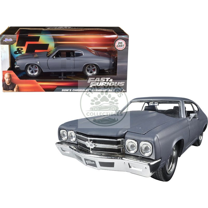 dom's chevrolet chevelle ss matt gray "fast & furious" movie 1/24 diecast model car by jada