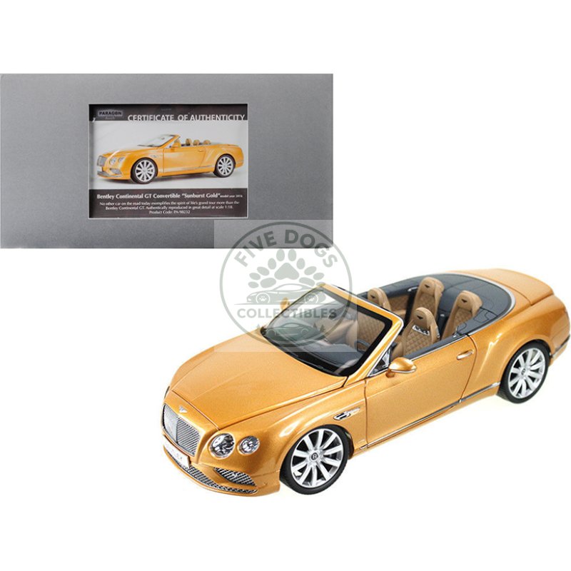2016 bentley continental gt convertible lhd sunburst gold 1/18 diecast model car by paragon