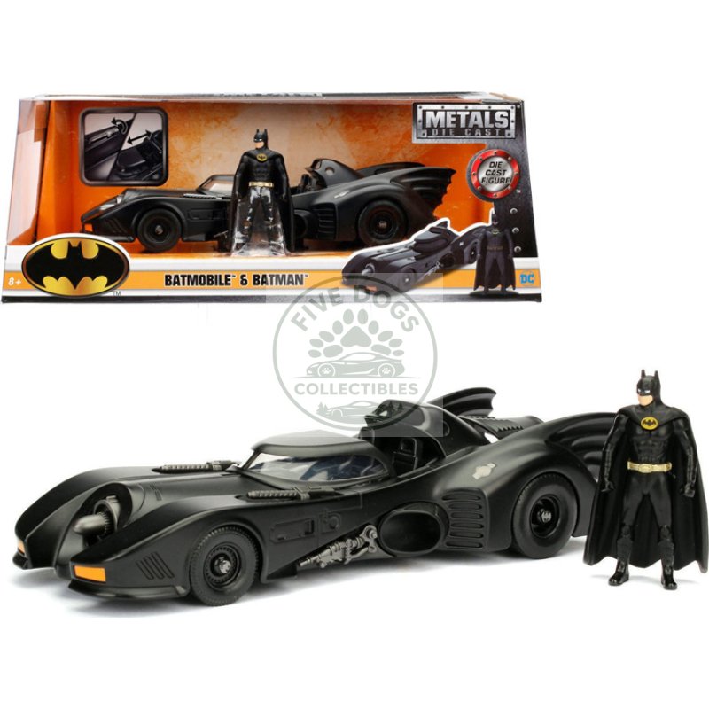1989 batmobile with diecast batman figure 1/24 diecast model car by jada