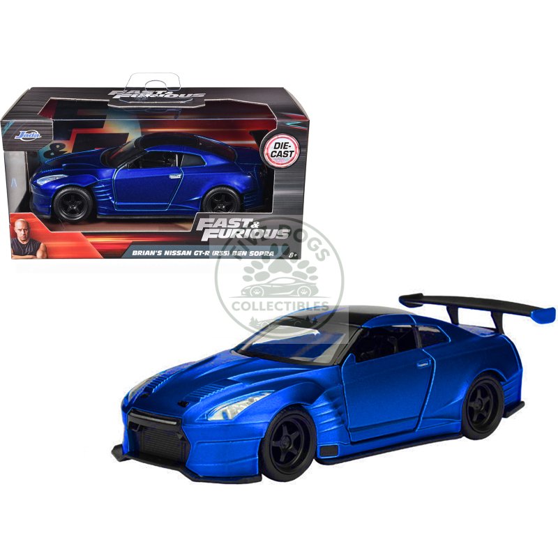brian's 2009 nissan gtr r35 blue ben sopra "fast & furious" movie 1/32 diecast model car by jada