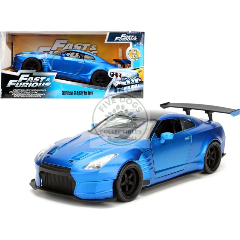 brian's 2009 nissan gtr r35 blue ben sopra "fast & furious" movie 1/24 diecast model car by jada