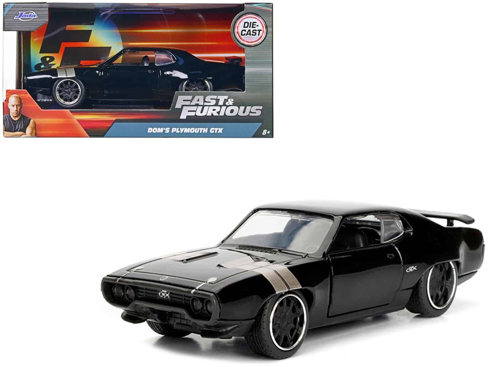 dom's plymouth gtx black with silver stripes fast & furious f8 "the fate of the furious" movie 1/32 diecast model car by jada dom's plymouth gtx black with silver stripes fast & furious f8 "the fate of the furious" movie 1/32 diecast model car by jada