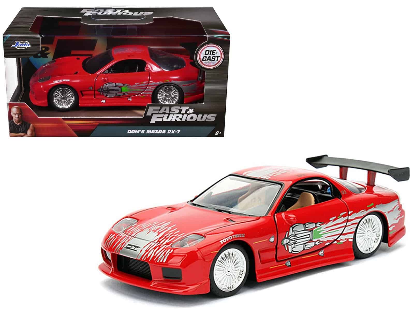 dom's mazda rx 7 red with graphics "fast & furious" movie 1/32 diecast model car by jada dom's mazda rx 7 red with graphics "fast & furious" movie 1/32 diecast model car by jada
