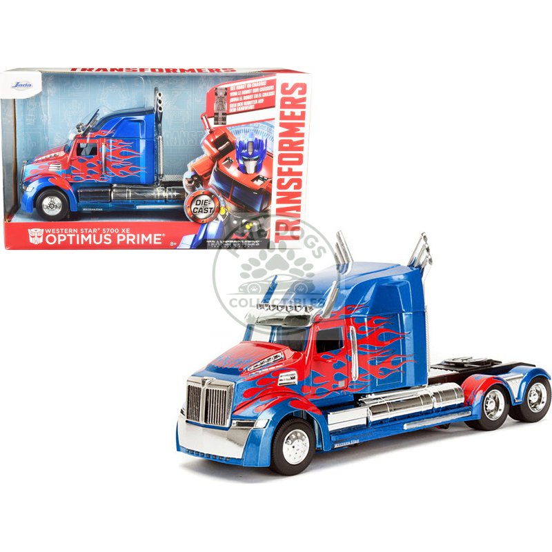 western star 5700 xe phantom optimus prime with robot on chassis "transformers 5" (2017) movie "hollywood rides" series 1/24 diecast model by jada