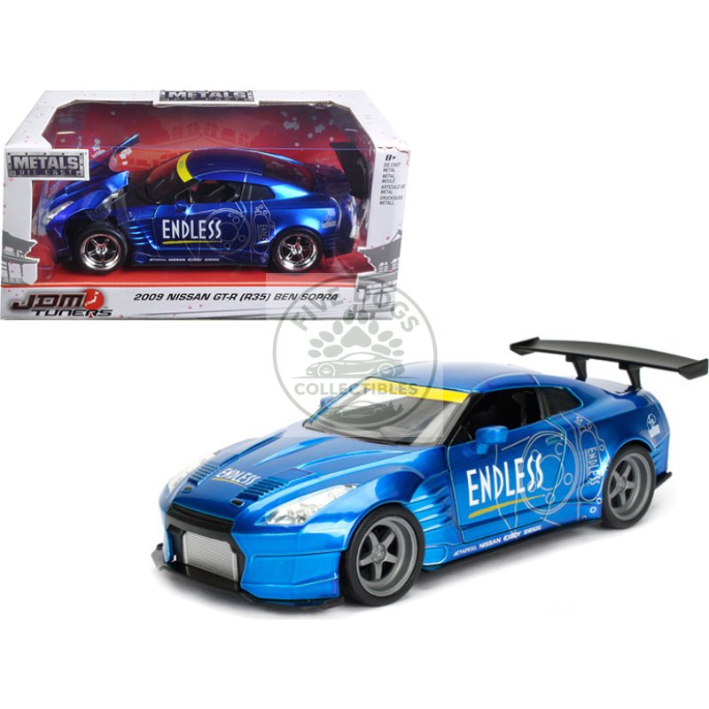 2009 nissan gt r (r35) ben sopra blue jdm tuners 1/24 diecast model car by jada