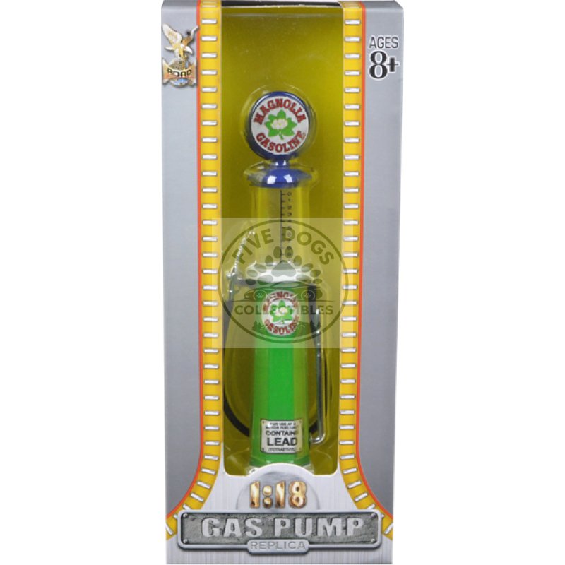 magnolia gasoline vintage gas pump cylinder 1/18 diecast replica by road signature