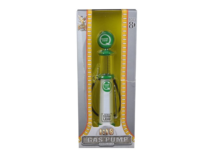 quaker state gasoline vintage gas pump cylinder 1/18 diecast replica by road signature quaker state gasoline vintage gas pump cylinder 1/18 diecast replica by road signature