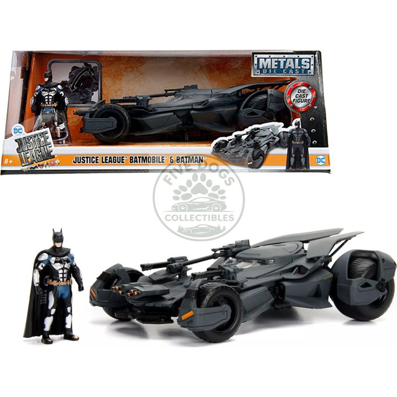 2017 justice league batmobile with diecast batman figure 1/24 diecast model car by jada