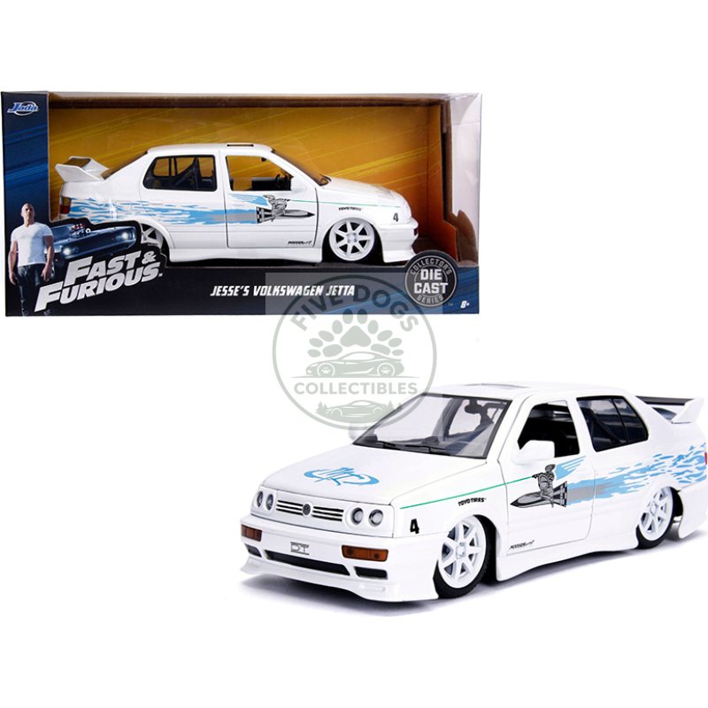 jesse's volkswagen jetta white with graphics "fast & furious" movie 1/24 diecast model car by jada