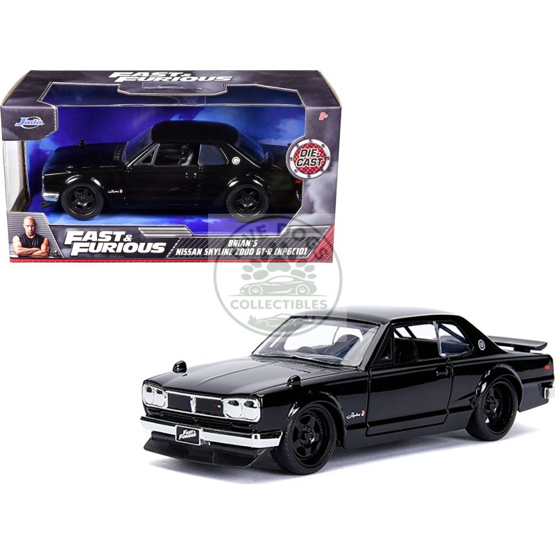 brian's nissan skyline 2000 gt r (kpgc10) black "fast & furious" movie 1/32 diecast model car by jada
