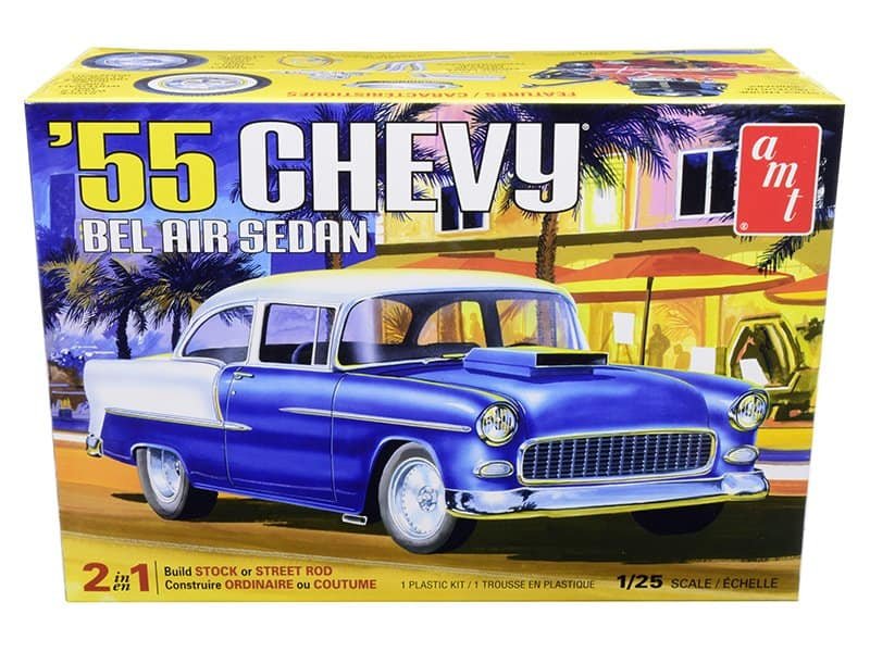 Vintage 1955 Chevy Bel Air Air Sedan Model Kit Detailed 1955 Chevy Bel Air model kit for collectors and car enthusiasts.