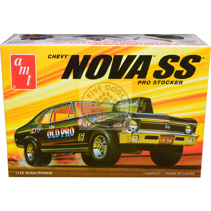 skill 2 model kit 1972 chevrolet nova ss "pro stocker" 1/25 scale model by amt