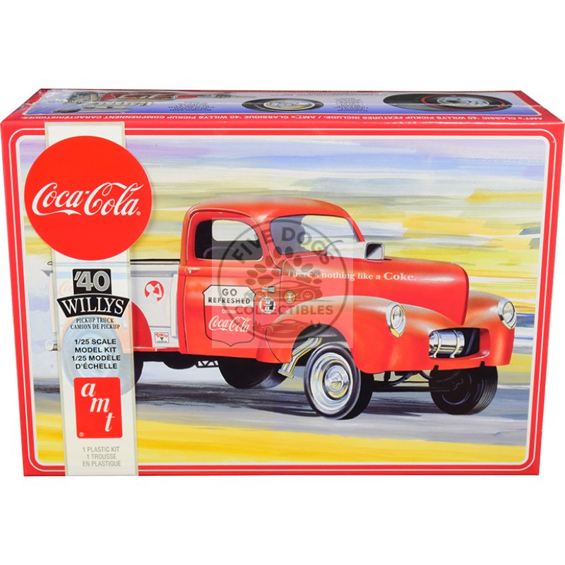 skill 3 model kit 1940 willys gasser pickup truck "coca cola" 1/25 scale model by amt