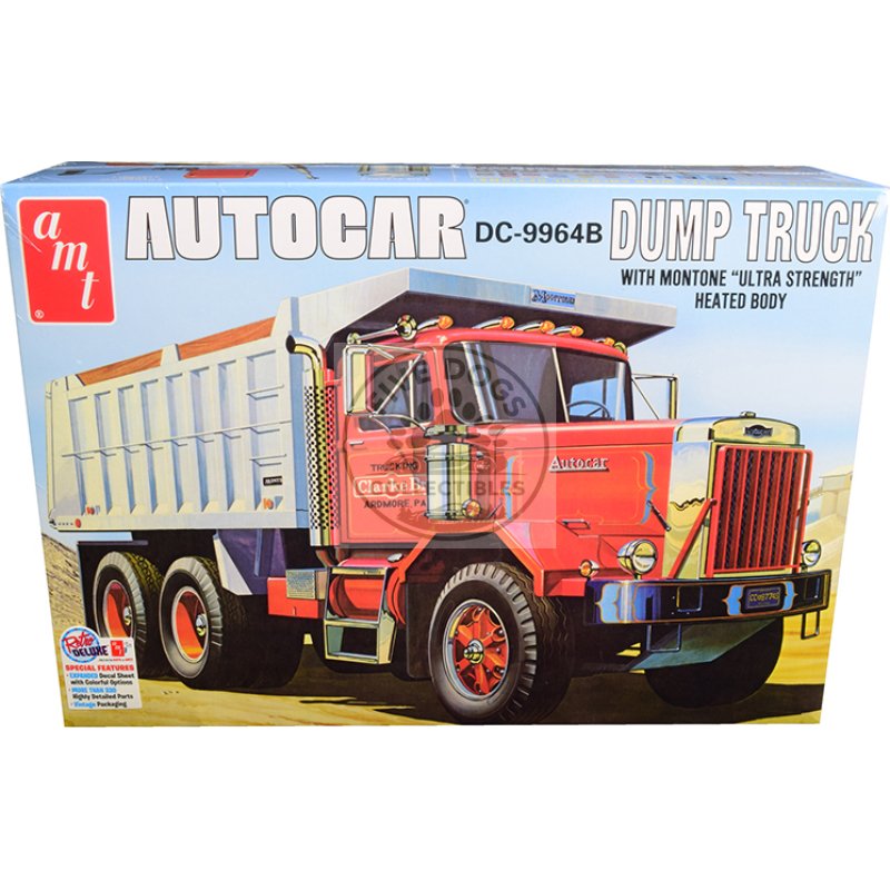 skill 3 model kit autocar dc 9964b dump truck 1/25 scale model by amt