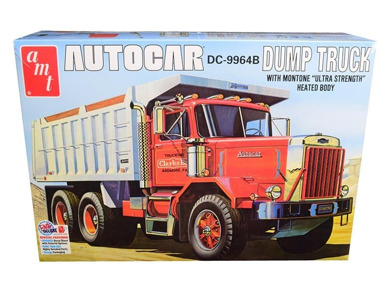 Autocar Dump Truck Collectible Toy Autocar dump truck toy with Montone "Ultra Strength" heated body, detailed model for collectors.