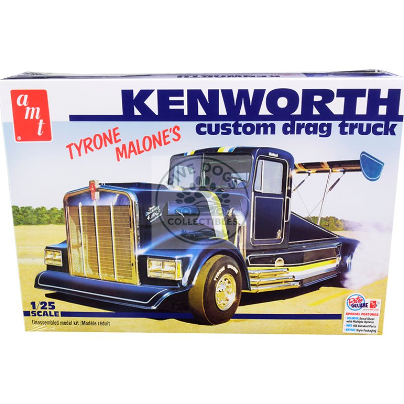 skill 3 model kit tyrone malone's kenworth custom drag truck 1/25 scale model by amt