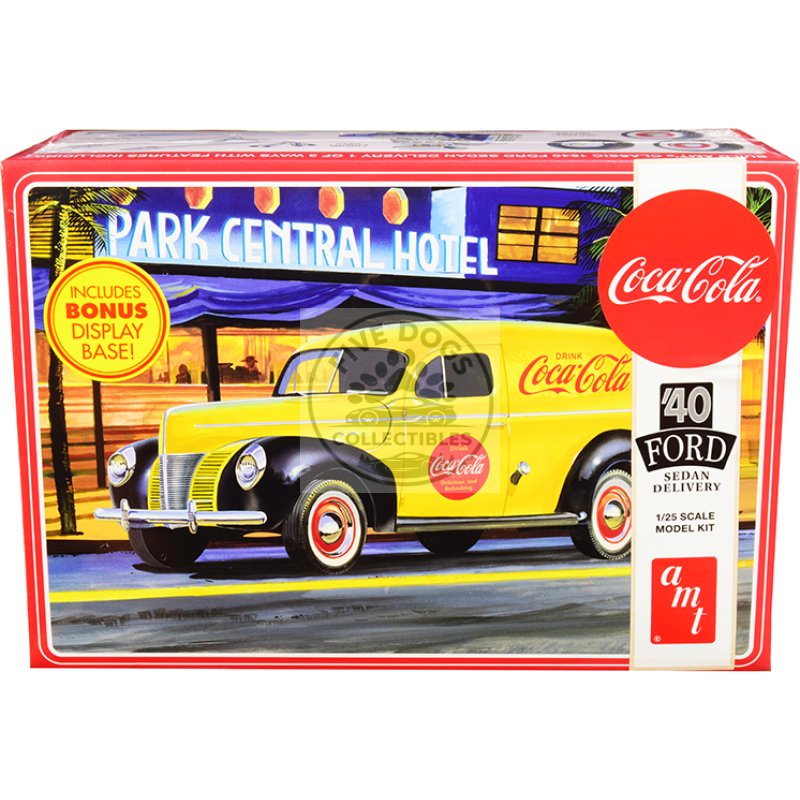 skill 3 model kit 1940 ford sedan delivery van "coca cola" with display base 1/25 scale model by amt
