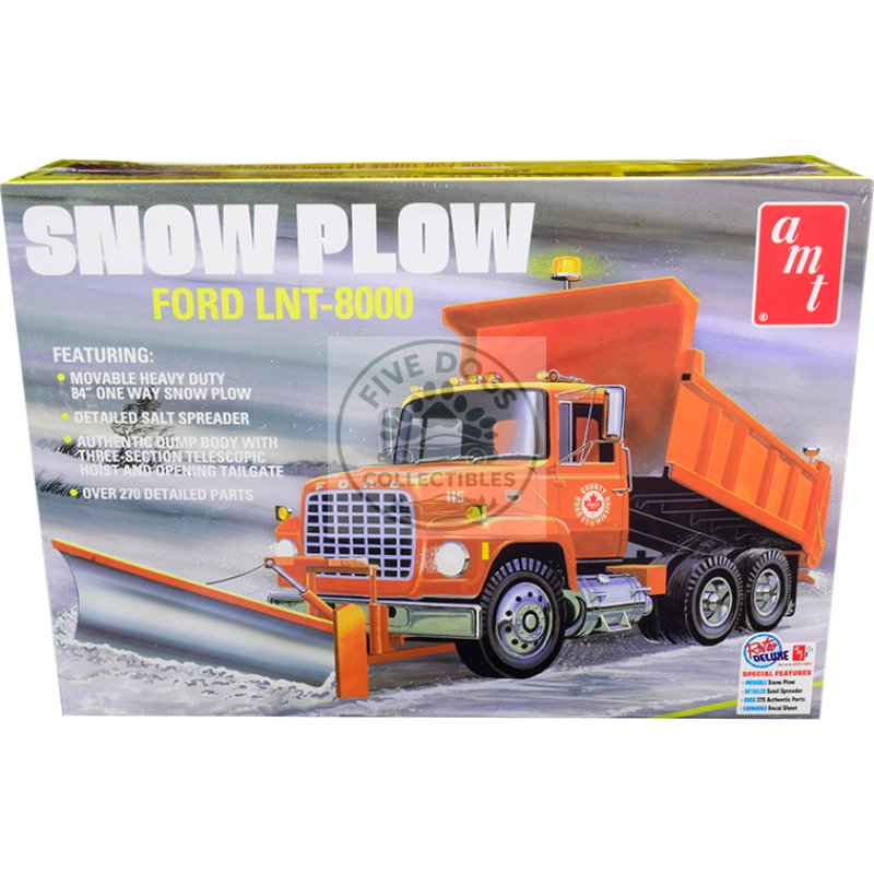 skill 3 model kit ford lnt 8000 snow plow truck 1/25 scale model by amt